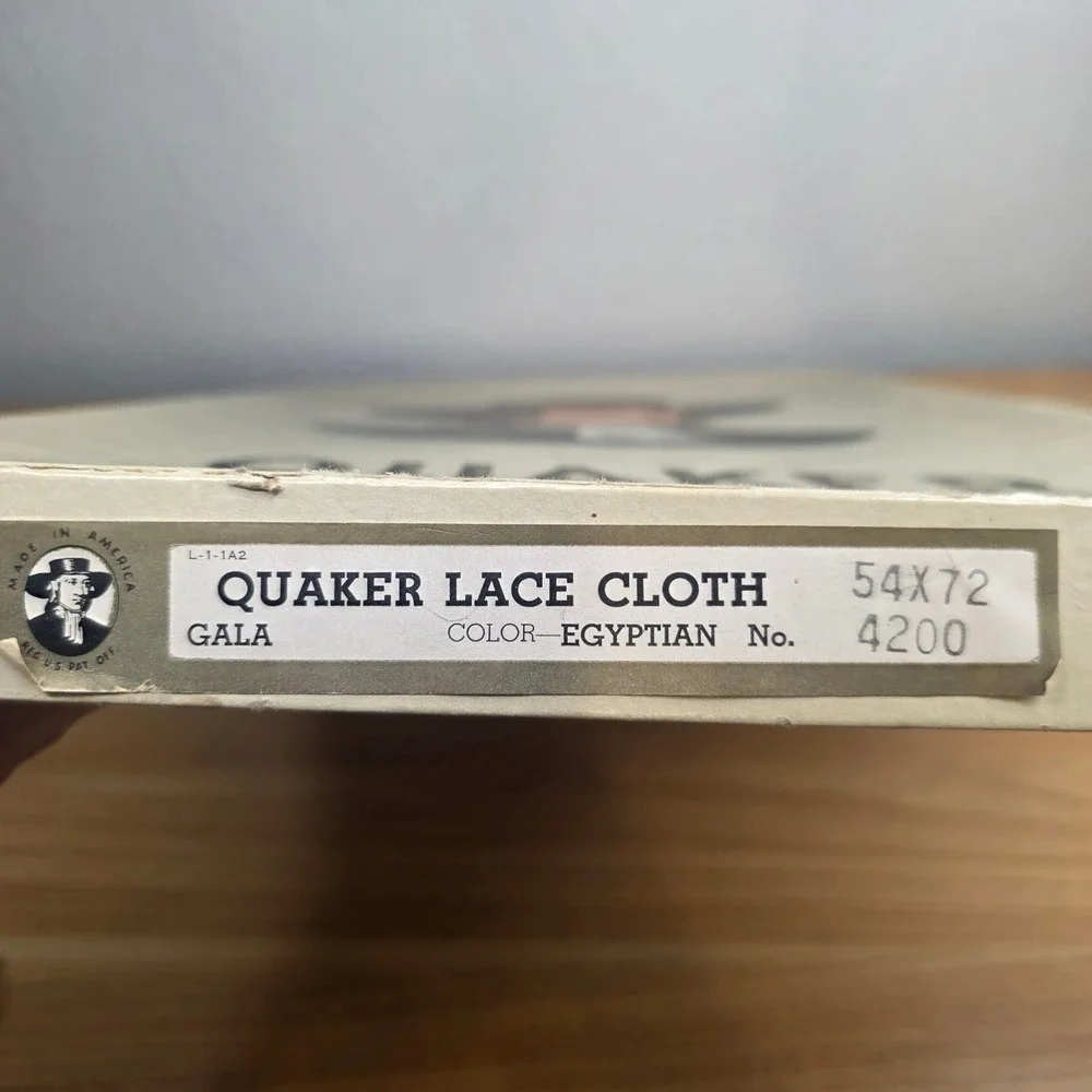 Vtg 1940s Quaker Gala #4200 Lace Tablecloth Color: Egyptian 54x72 USA With Box